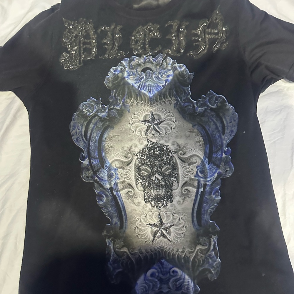 Black and Blue Graphic T-Shirt Phillip plein